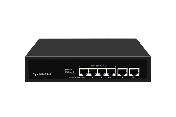 6 poorten Gigabit DC52V 1.25A POE Ethernet Switch 12Gbps AC 100~240V