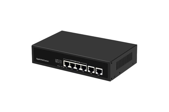 6 poorten Gigabit DC52V 1.25A POE Ethernet Switch 12Gbps AC 100~240V