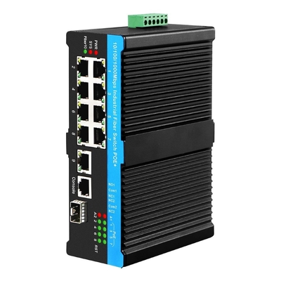 8 poorten Gigabit BT PoE Managed Switch met 1 SFP / Copper Uplink 480W Budget Din Type