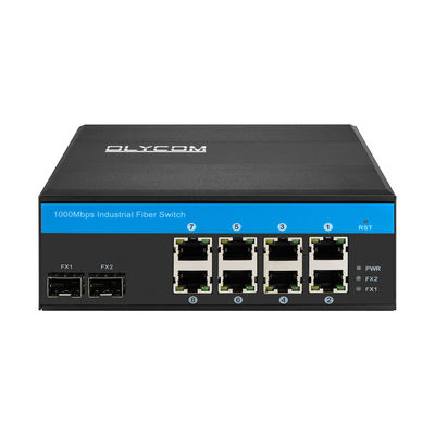 Kwaliteit  48VDC DIN Rail Mounting Industrial Unmanaged POE Switch 8 Gigabit RJ45 Ports fabriek