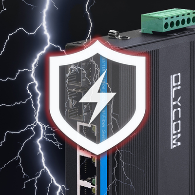 Geharde 4-poorts PoE-switch industriële Gigabit-netwerk met 2 SFP-poorten, ventilatorloze metalen behuizing, CE