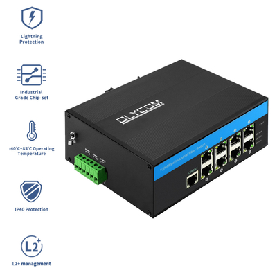 Layer 2 Beheerbare Ethernet Switch 8 Poort PoE Gigabit 802.3Af/at 240W Vitesse Gebaseerd CE