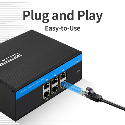 6 poorten Gigabit PoE-schakelaar Onbeheerd DC48V Input Ouuput Onbeheerd IP40-klasse