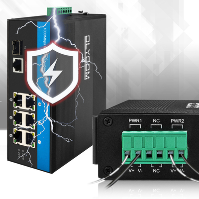 2.5G geharde PoE-schakelaar beheersbare Gigabit Ethernet Dual DC48V Input 15.4W 30W IP40