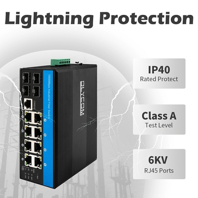 OEM Gigabit Ethernet POE Beheerde Schakelaar 4 SFP-Groef en 8 Lan Port