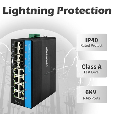 8 Port PoE Managed Switch 8 SFP 2.5G Fiber ERPS Ring L2 Beheersbaar buitengebruik