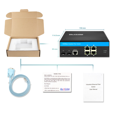 Gigabit industriële beheerde Ethernet-switch 2.5G glasvezel SFP uplink IP40 DC24V