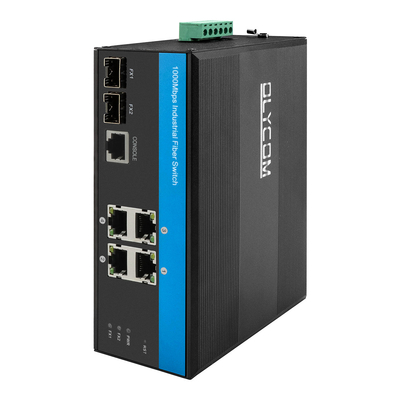 Industriële beheerde Ethernet switch 2.5G SFP glasvezel uplink Gigabit IP40 24VDC ventilatorloos