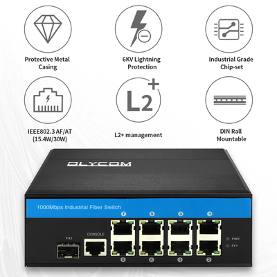8-poorts industriële beheerde PoE-switch 2.5G SFP-uplink Gigabit-netwerk Robuuste behuizing CE