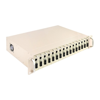 16 Slot Media Converter Rack Chassis 19 inch 2U Dual Power 48V/220V