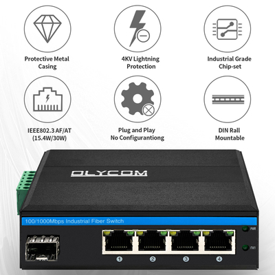 Sfp het Netwerk Gigabit POE schakelt Macht over Ethernet 4+1 Havens