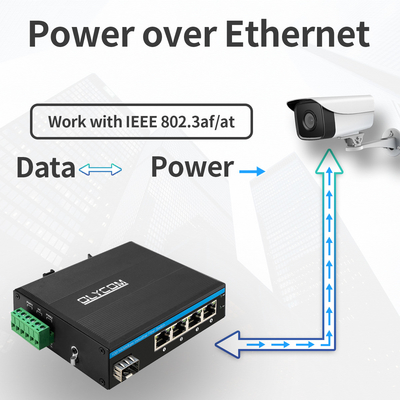 5 poorten SFP PoE Switch Gigabit Network PoE/PoE+ 120W Budget DC48V Fanless CE FCC