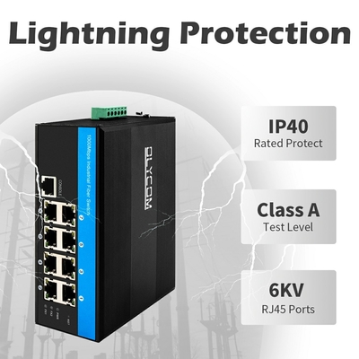 Industrial 8 Port Gigabit Network POE Switch Onbeheerd DC48V Input Output 240W
