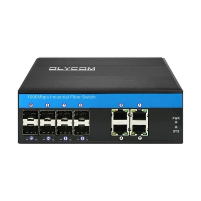1G / 2.5G Industrial Managed 8 Sfp Fiber Optic Switch met 4 Ethernet-poorten IP40