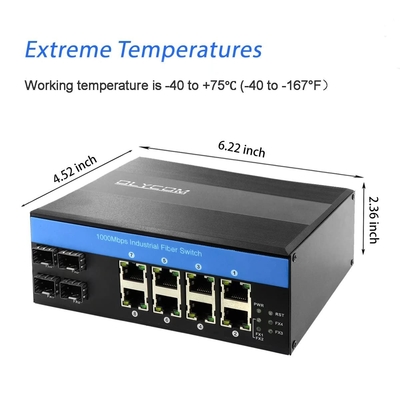 OLYCOM PoE Network Switch 8 Port 240W Budget Industrieel Gigabit Ethernet CE FCC