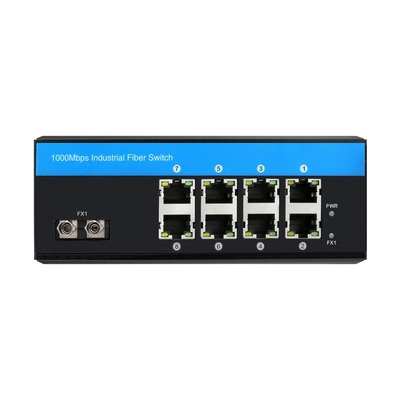 8 poorten Industrial Gigabit Network Switch Ongemanaged ST Fiber Single Mode 30Km DC24V