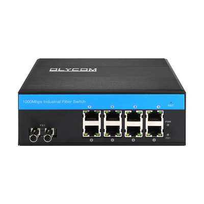 8 poorten Industrial Gigabit Network Switch Ongemanaged ST Fiber Single Mode 30Km DC24V