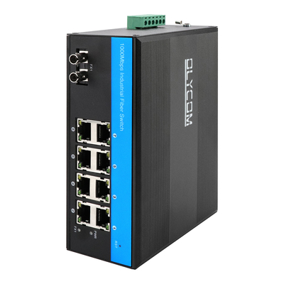 8 poorten Industrial Gigabit Network Switch Ongemanaged ST Fiber Single Mode 30Km DC24V