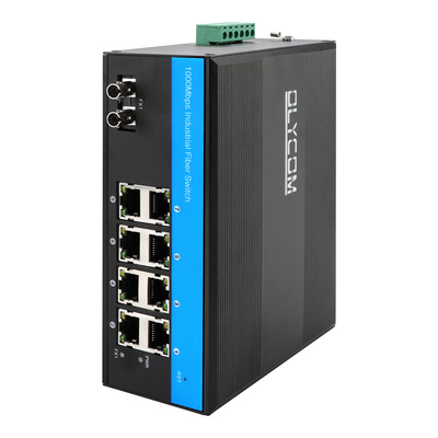 9-poorts industriële gigabit onbeheerde ethernet switch st glasvezel singlemode 30km dc24v