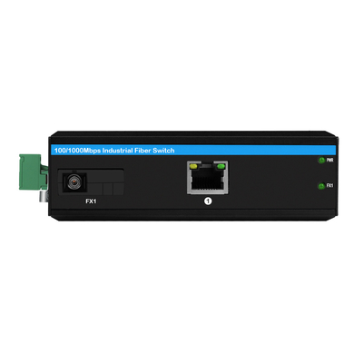 Industriële POE-mediaconverter Gigabit Ethernet DC48V 30W ongemanaged robuuste behuizing