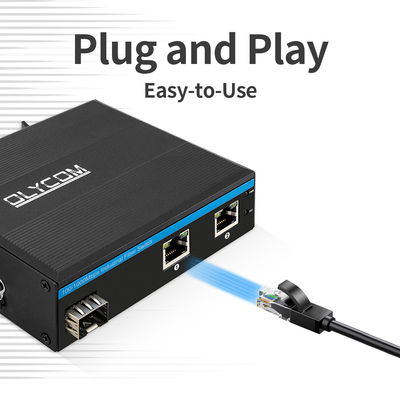 Gigabit 30W 60W PoE-schakelaarverlenger Industrieel kwaliteit SFP-vezel onbeheerd DC48V