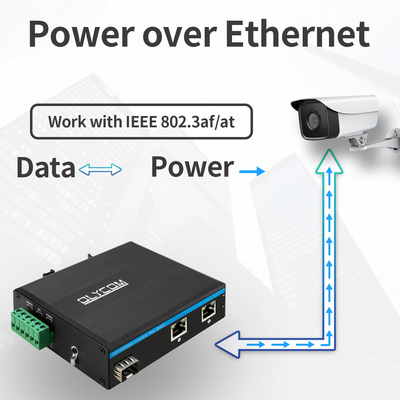 Gigabit 30W 60W PoE-schakelaarverlenger Industrieel kwaliteit SFP-vezel onbeheerd DC48V