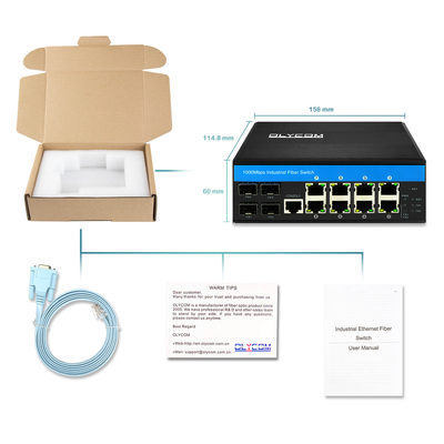 Industrial Managed PoE Switch 8 Port L2 gebaseerd op 240W Budget Support 1G 2.5G Fiber Ring