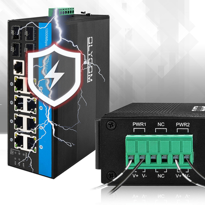 Industrial Managed PoE Switch 8 Port L2 gebaseerd op 240W Budget Support 1G 2.5G Fiber Ring