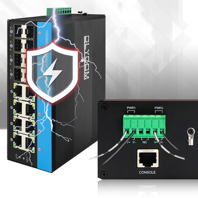 16-Poorts Gigabit Managed PoE Switch IEEE 802.3at Standaard 8 SFP Optische Slots 240W Vermogen