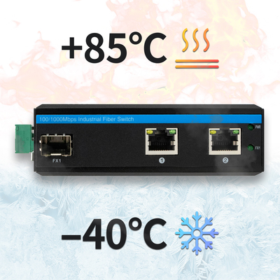 3 poorten Compact Gigabit Ethernet Switch Verharden 100/1000M Fiber Dual 24V Input