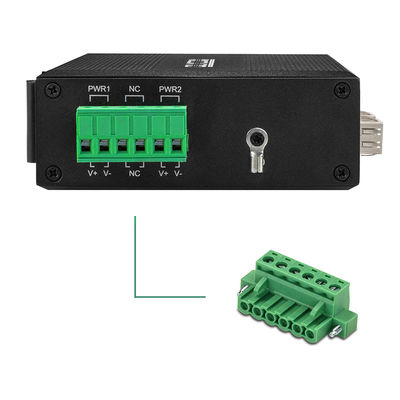 Industriële 6-poort onbeheerde Ethernet-schakelaar 100M/1000M Auto-sensing SFP-vezel DC24V DC