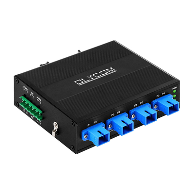 4 PORT OPTICAL BYPASS SCHUITCH SC/UPC CONNECTOR SIMPLEX 1310/1550NM DC24V DIN gemonteerd