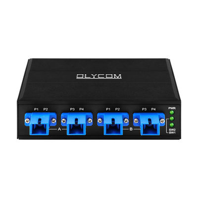 4-poorts optische bypass-schakelaar SC/UPC-connector Simplex 1310/1550nm DC24V DIN-rail CE