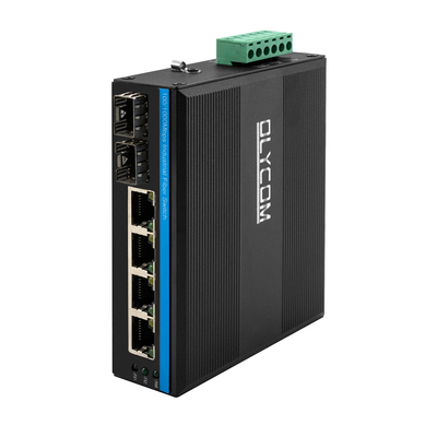 Dc 48-52v Industriële ongemanaged Poe Switch Gigabit Ethernet 6 Port Rj45 Fiber Din Rail