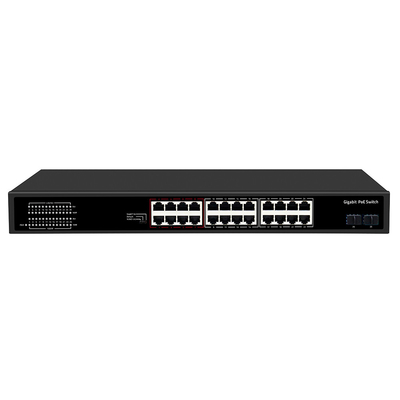 24 poorten CCTV PoE Switch Gigabit Network SFP Optical Uplink Onbeheerd 300W Budget