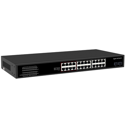 24 poorten CCTV PoE Switch Gigabit Network SFP Optical Uplink Onbeheerd 300W Budget