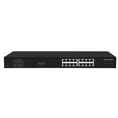 16 poorten Gigabit Poe Switch 300W Budget Unmanaged VLAN 250 meter afstand SFP vezel