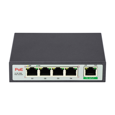 4-poort Gigabit PoE Extender 60W PD Uplink Repeater voor PoE IP-camera's Netwerkapparaten