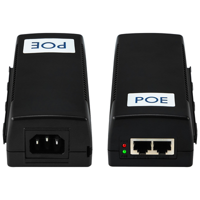 Commerciële 60W Gigabit PoE Injector Mid Span 48V Output Desktop 15.4W/30W Compatibel