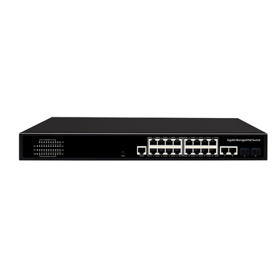 16 poorten Gigabit Managed PoE Switch Commercial 1U Rack 300W met 2 SFP/RJ45 Uplink