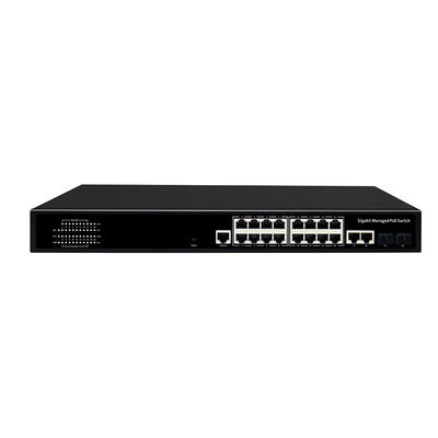 16-poorts Gigabit Managed PoE Switch met 300W Vermogen 2 SFP/RJ45 Combo Uplink AC Ingang