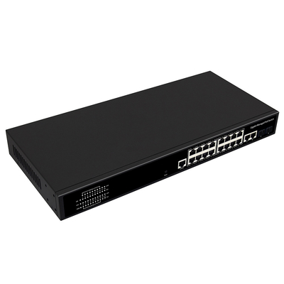 16 poorten Gigabit Managed PoE Switch Commercial 1U Rack 300W met 2 SFP/RJ45 Uplink