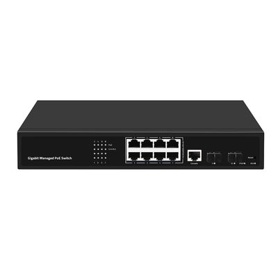 8 poort PoE VLAN Managed Switch Gigabit Fiber Ethernet Realtek Chip 120W Budget AC Input