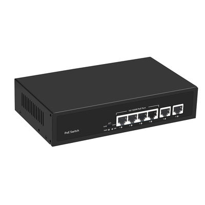 Snel Ethernet CCTV PoE Switch 4 Port Met 2 Koper Uplink 55W Power Budget AC Input
