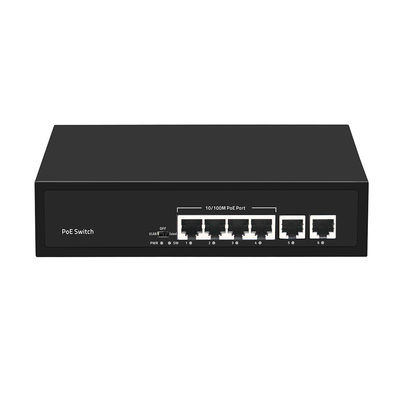 Snel Ethernet CCTV PoE Switch 4 Port Met 2 Koper Uplink 55W Power Budget AC Input