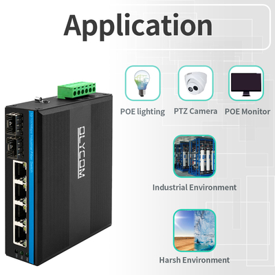 Industrial Unmanaged POE Switch 4 Port 100Mbps SFP Fiber Network 15.4W/30W Standaard