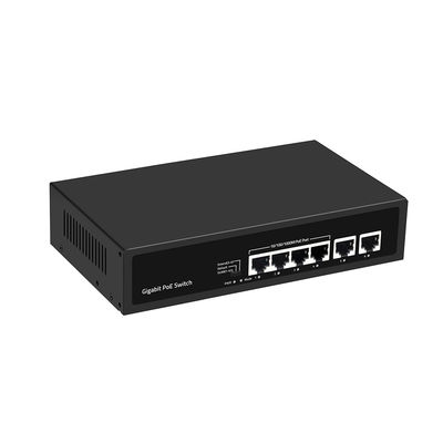 6-poorts Gigabit PoE-switch 250 meter verlenging VLAN 60W vermogensbudget 220V ingang