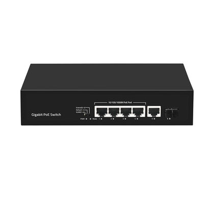 4-poorts Gigabit Fiber Switch PoE Af/At 60W met 1 SFP/Koper Uplink Commerciële Kwaliteit CE