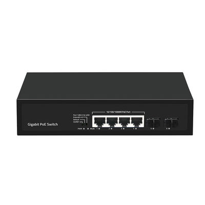 4 poorten Gigabit PoE Switch 60W Budget SFP Fiber Unmanaged met VLAN-verlenging van 250 meter