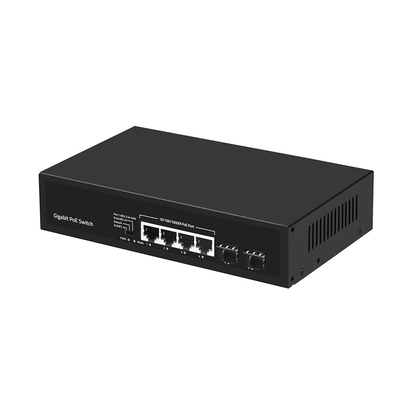 4 poorten Gigabit PoE Switch 60W Budget SFP Fiber Unmanaged met VLAN-verlenging van 250 meter
